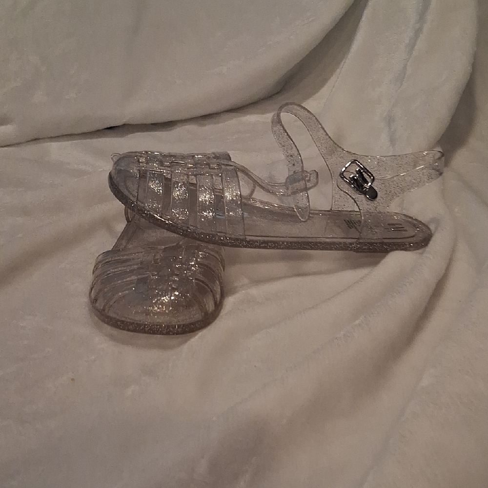 Clear Jelly Sandals with Glitter